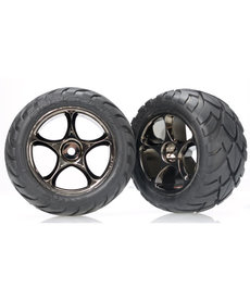 Traxxas Tires & wheels, assembled (Tracer 2.2' black chrome wheels, Anaconda 2.2' tires with foam inserts) (2) (Bandit rear)