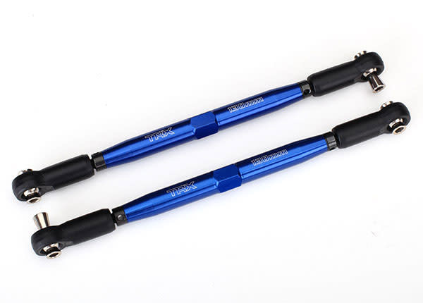 Traxxas Toe links, X-Maxx (TUBES blue-anodized, 7075-T6 aluminum, stronger than titanium) (157mm) (2)/ rod ends, assembled with steel hollow balls (4)/ aluminum wrench, 10mm (1)
