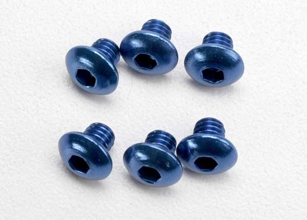 Traxxas 3940 Screws, 4x4mm button-head machine, aluminum (blue) (hex drive) (6)