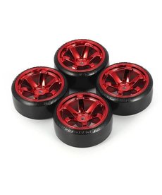 Generic Red Chrome 12MM Hex RC Hard Pattern Drift Tires 1/10 RC On road 6 Spoke