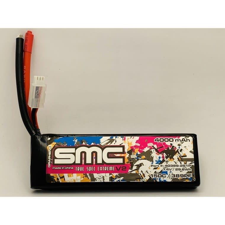SMC 40389-2S1P True Spec Extreme Graphene V2 7.4V-4000mAh-150C Softcase Drag Racing pack