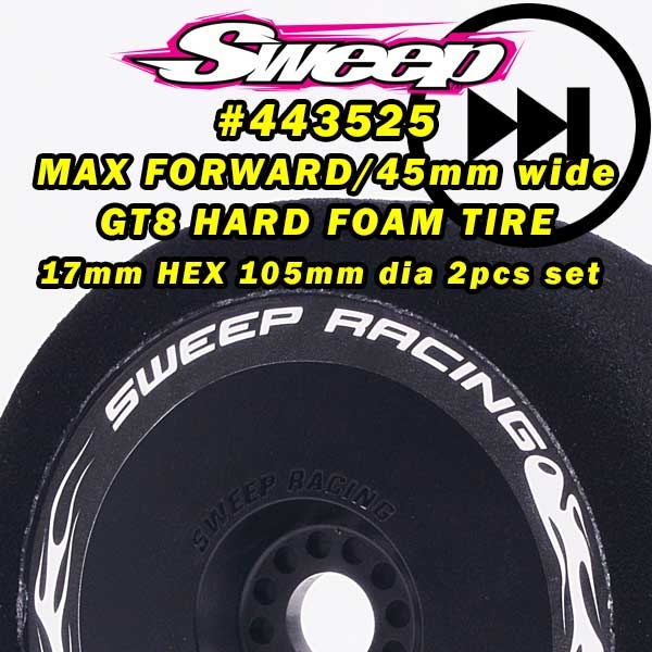 Sweep Racing 443525 Sweep MAX FORWARD HARD FOAM RC TIRES for GT8 17mm HEX 2pcs set