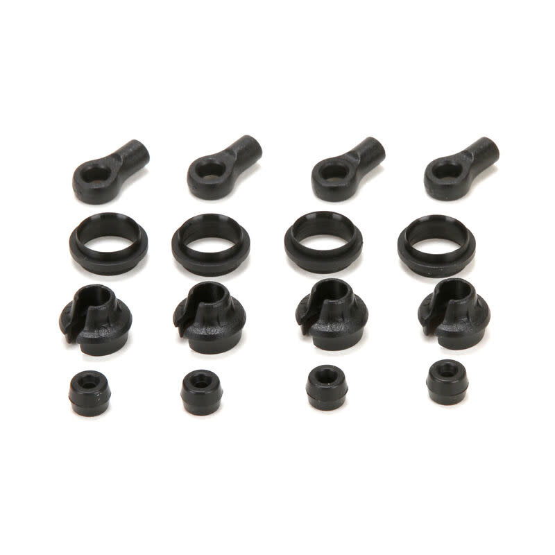 Vaterra Shock End,Cup,Rubber Stop & Mid Collar (4): ASN