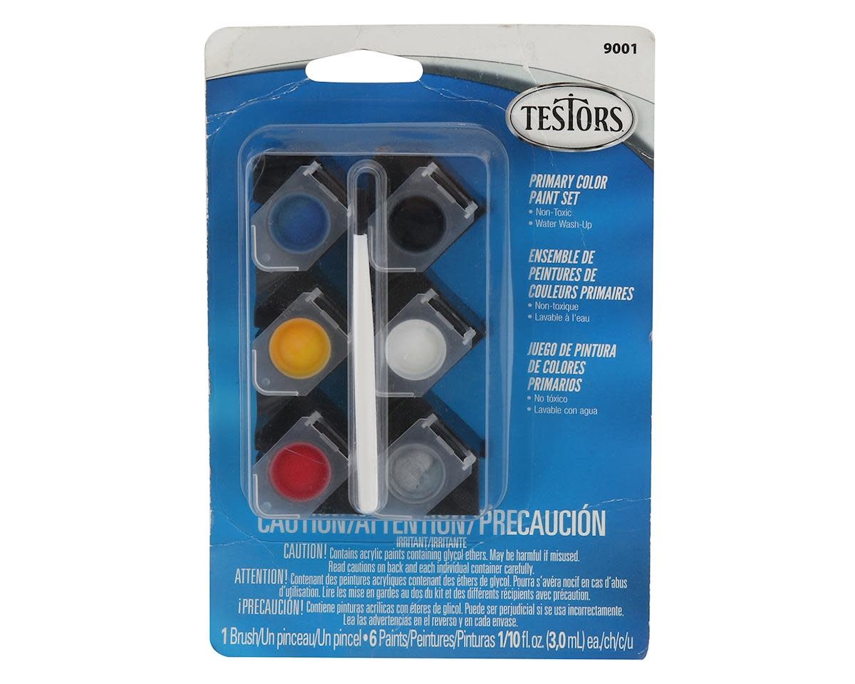 Testors 1/10oz,  Acrylic Pots, 6pk, Primary Colors