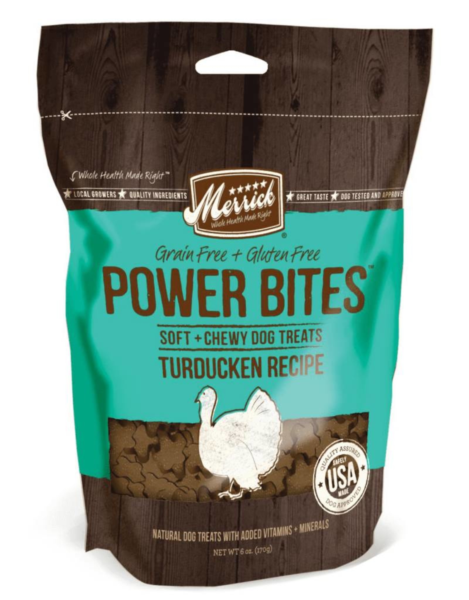 Merrick Merrick Power Bites Turducken Recipe Grain-Free Soft & Chewy Dog Treats- 6 oz. bag