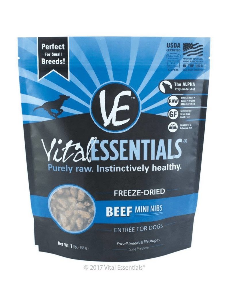 Vital Essentials Vital Essentials Beef Entree Mini Nibs Grain-Free Freeze-Dried Dog Food 1 lb
