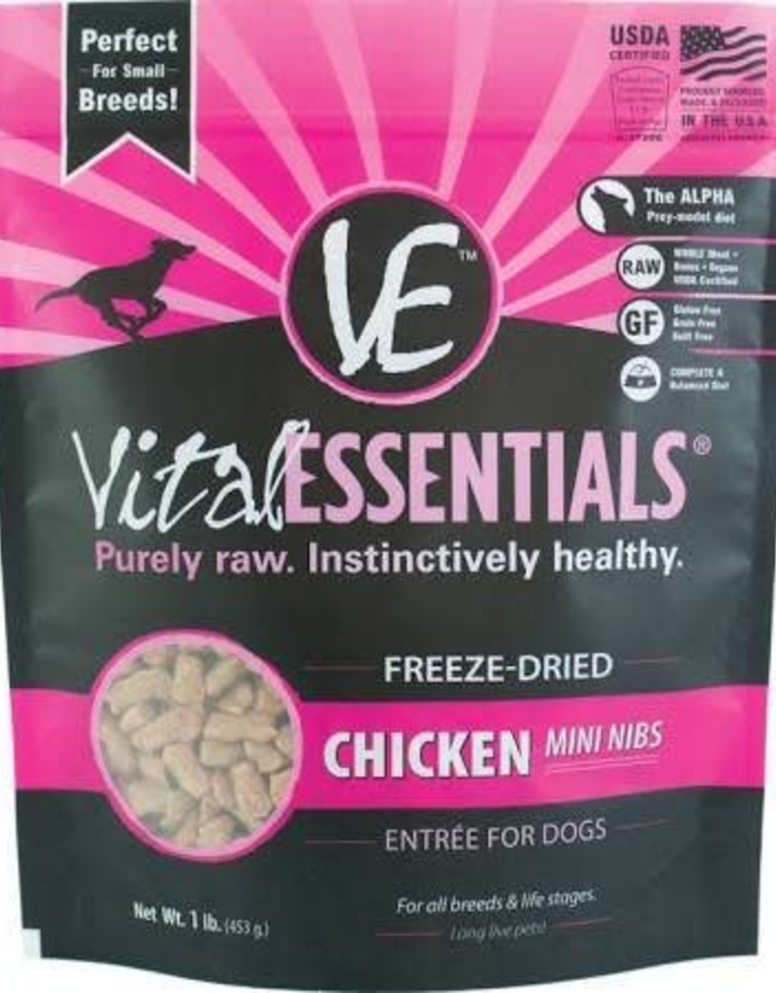 Vital Essentials Vital Essentials Chicken Entree Mini Nibs Grain-Free Freeze-Dried Dog Food- 1 LB.