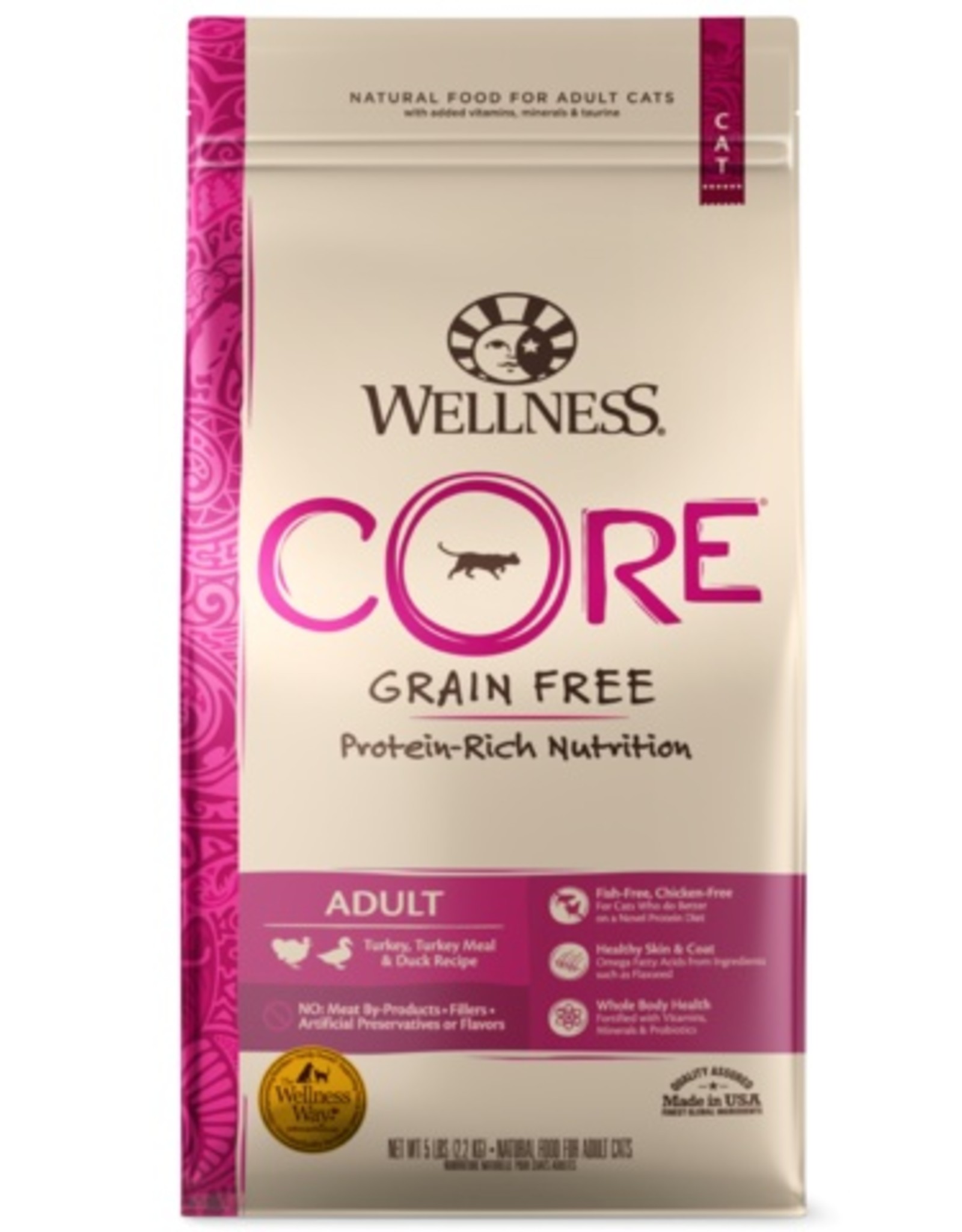 Wellness Wellness CORE Grain-Free Turkey, Turkey Meal & Duck Formula Dry Cat Food- 5 LB