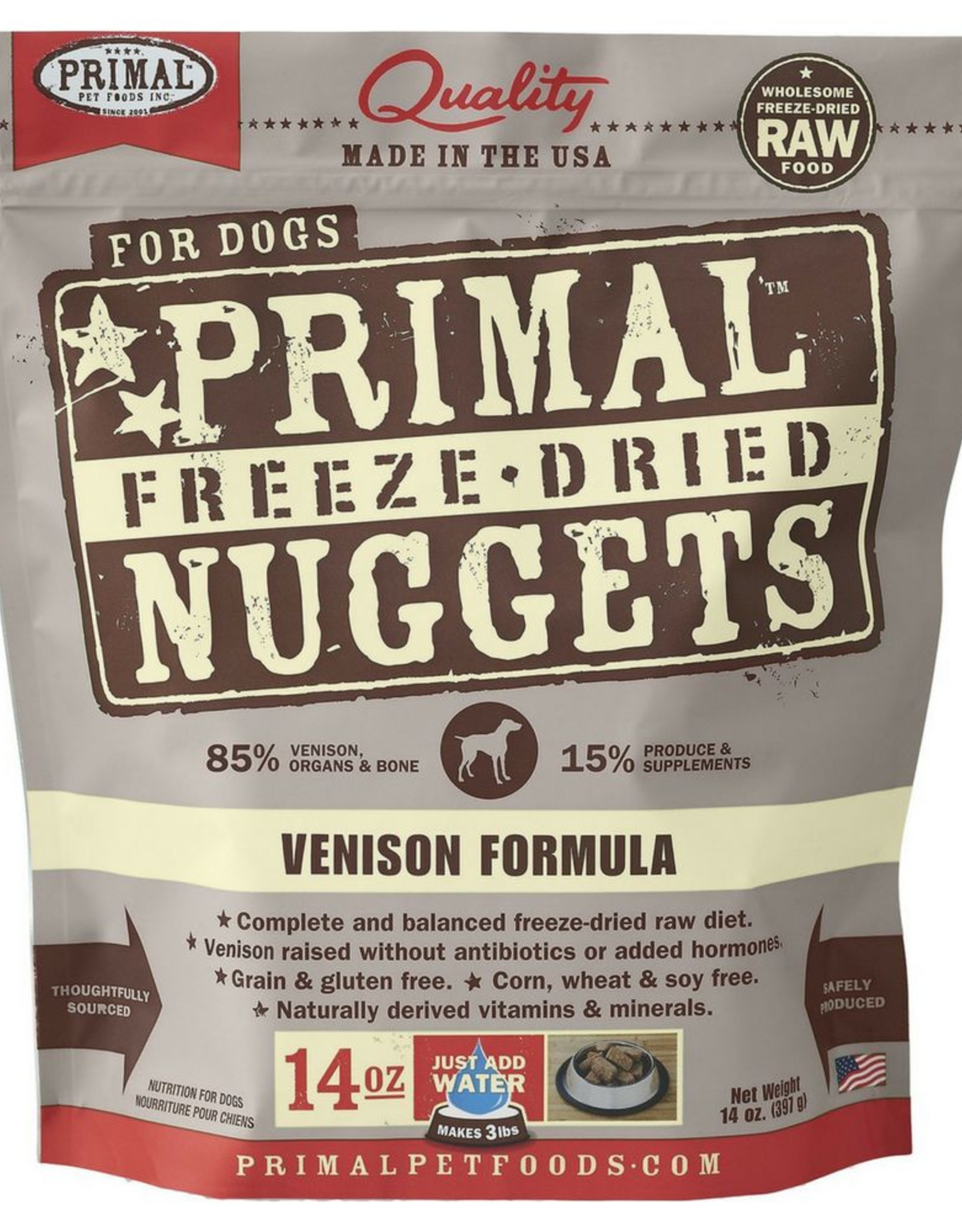 Primal Primal Venison Nuggets Grain-Free Raw Freeze-Dried Dog Food
