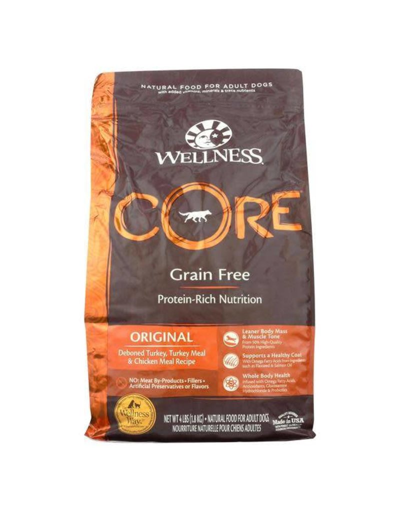 Wellness Wellness CORE Grain-Free Original Deboned Turkey, Turkey Meal & Chicken Meal Recipe Dry Dog Food 4 LB