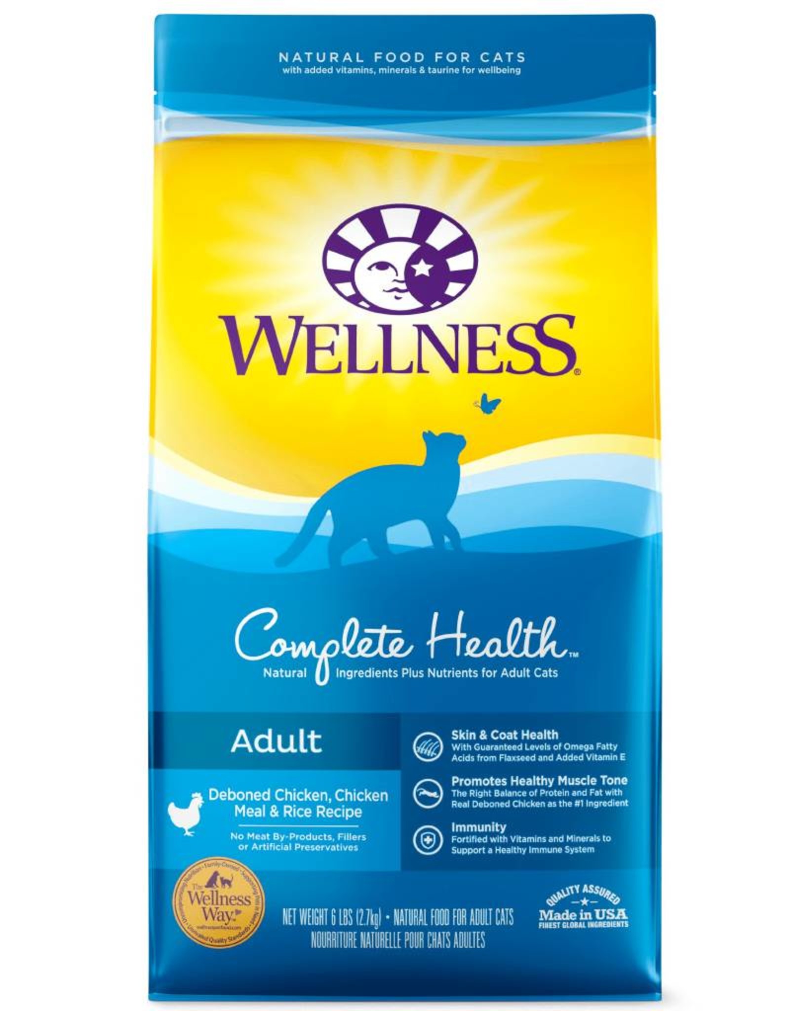 Wellness Wellness Complete Health Adult Health Deboned Chicken, Chicken Meal & Rice Recipe Dry Cat Food- 6 LB