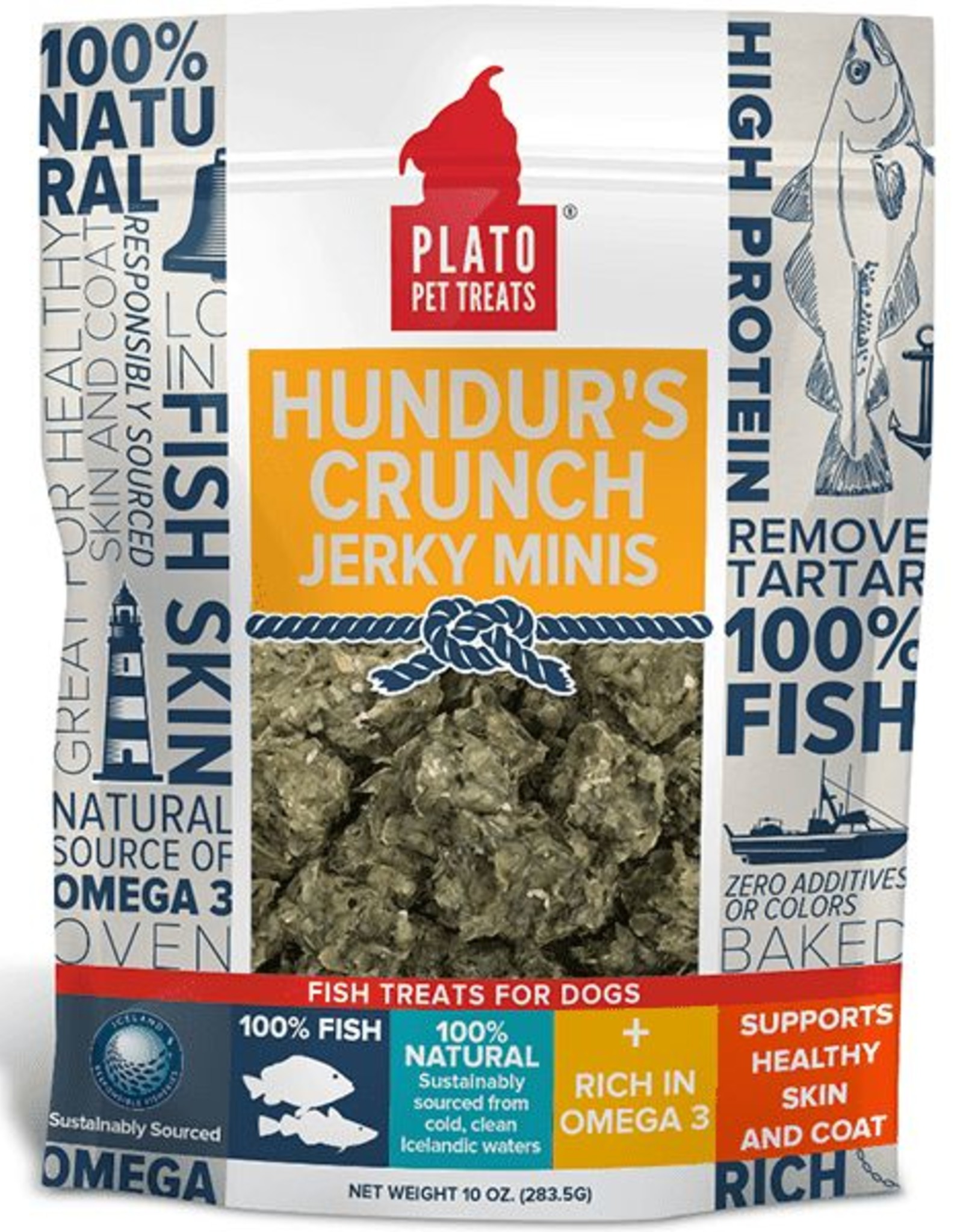 Plato Pet Treats Plato Hundur's Grain-Free Crunch Jerky Minis Fish Dog Treats-