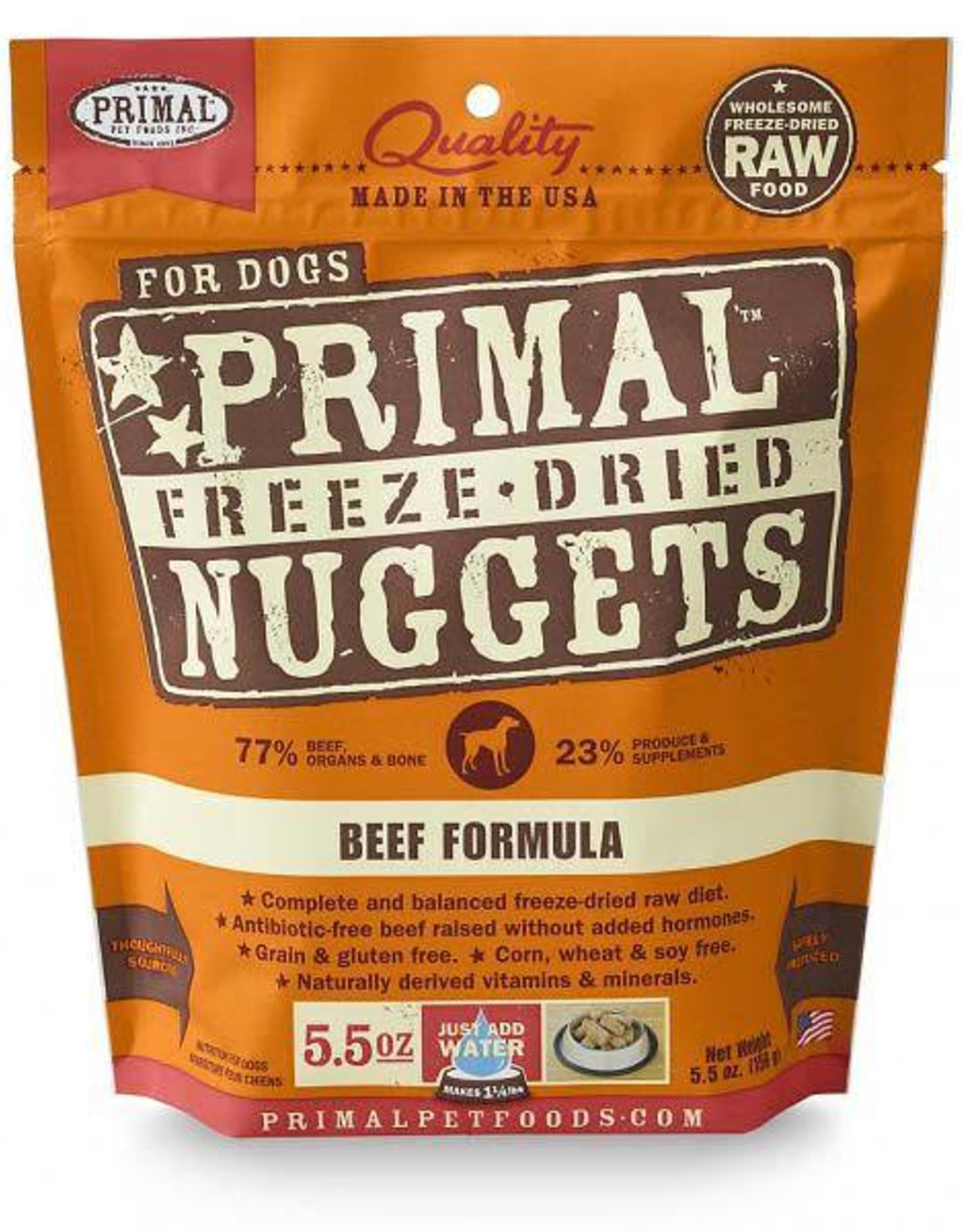 Primal Primal Beef Formula Nuggets Grain-Free Raw Freeze-Dried Dog Food