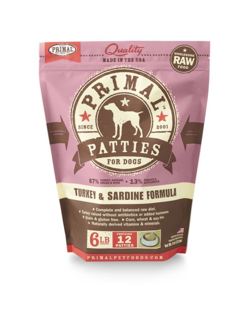 Primal Primal Frozen Raw Turkey Sardine Patties for Dogs 6 LB. Dog food