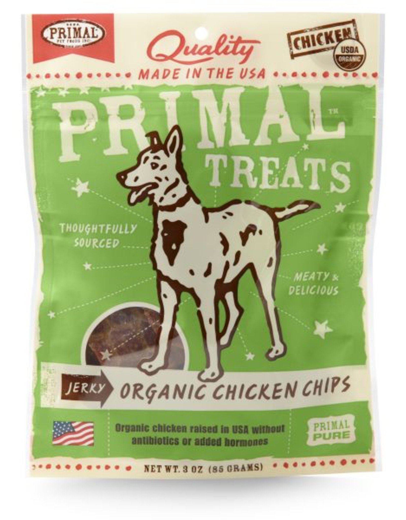 Primal Primal Organic Chicken Chips Jerky Dog Treats- 3 oz. bag