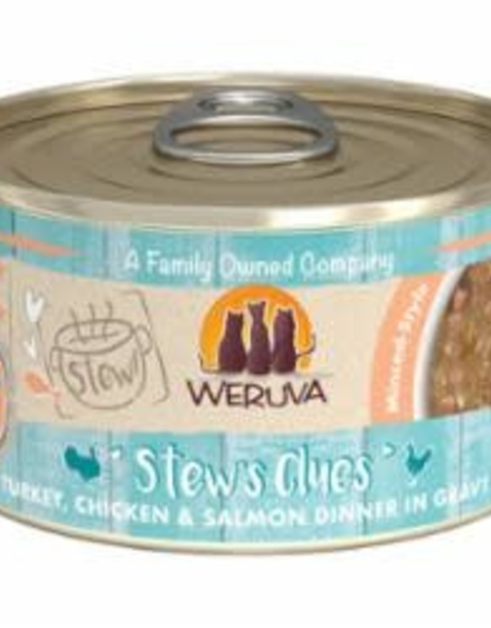 Weruva Weruva Cat Stew Can Grain Free Turkey, Chicken & Salmon - Stew's Clues 2.8 oz 12/Tray