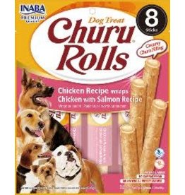 Inaba Inaba Churu Rolls Dog Treat Chicken Recipe Wraps Chicken with Salmon Recipe 8 Count