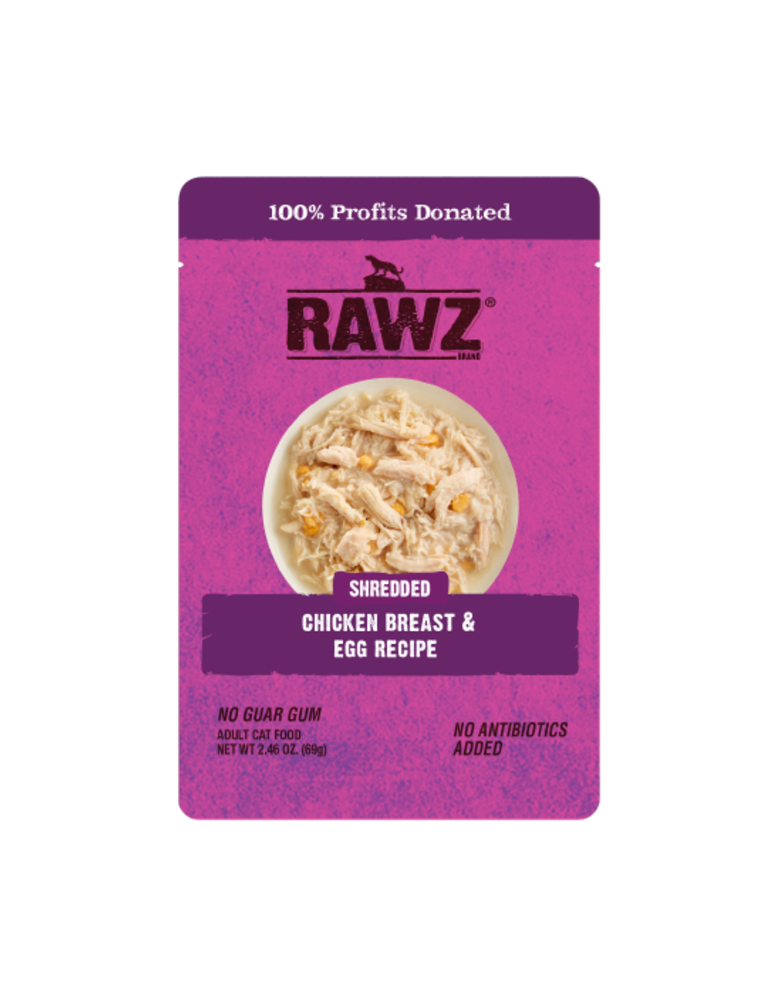 Rawz Rawz Shredded Cat Food Pouches 2.46oz Chicken & Egg