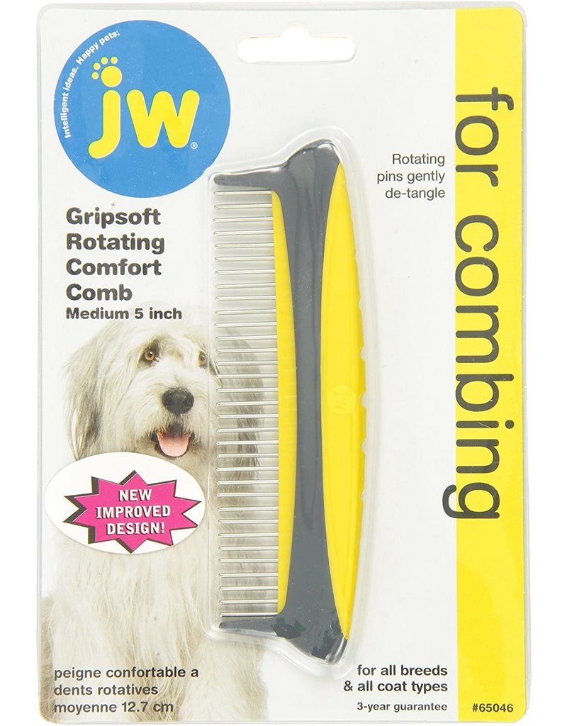 Petmate Jw Dog Grip Soft Rotating Comfort Comb 5 Inch