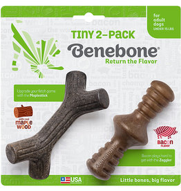 Benebone Benebone Tiny 2-Pack Dog Chew Toys Bacon Flavor