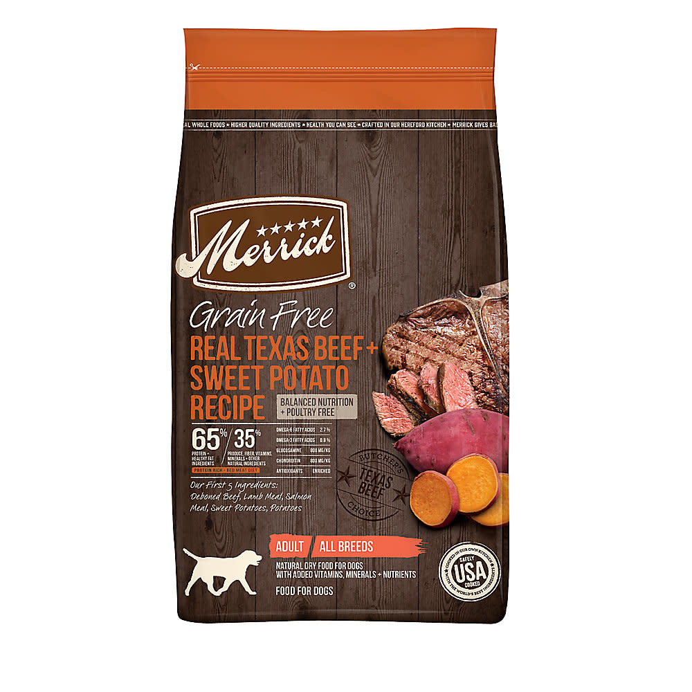 Merrick Merrick Grain Free Texas Beef Sweet Potato Recipe 22 Lb Pet Supplied Local