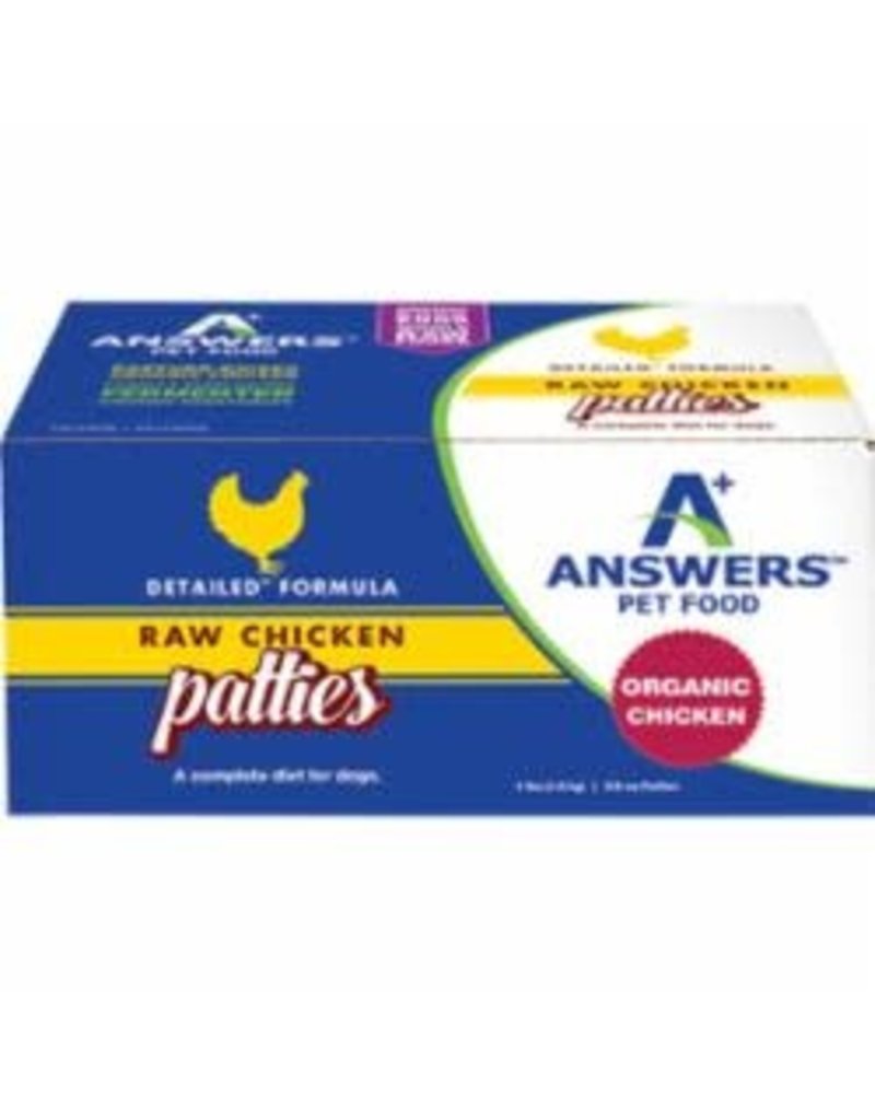 Answers Answers Dog Frozen Detailed Chicken 8 oz Patties 8 Count