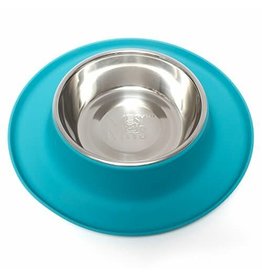 Messy Mutts Messy Mutts Feeder Silicone with SS Bowl Medium Blue 1.5 Cup