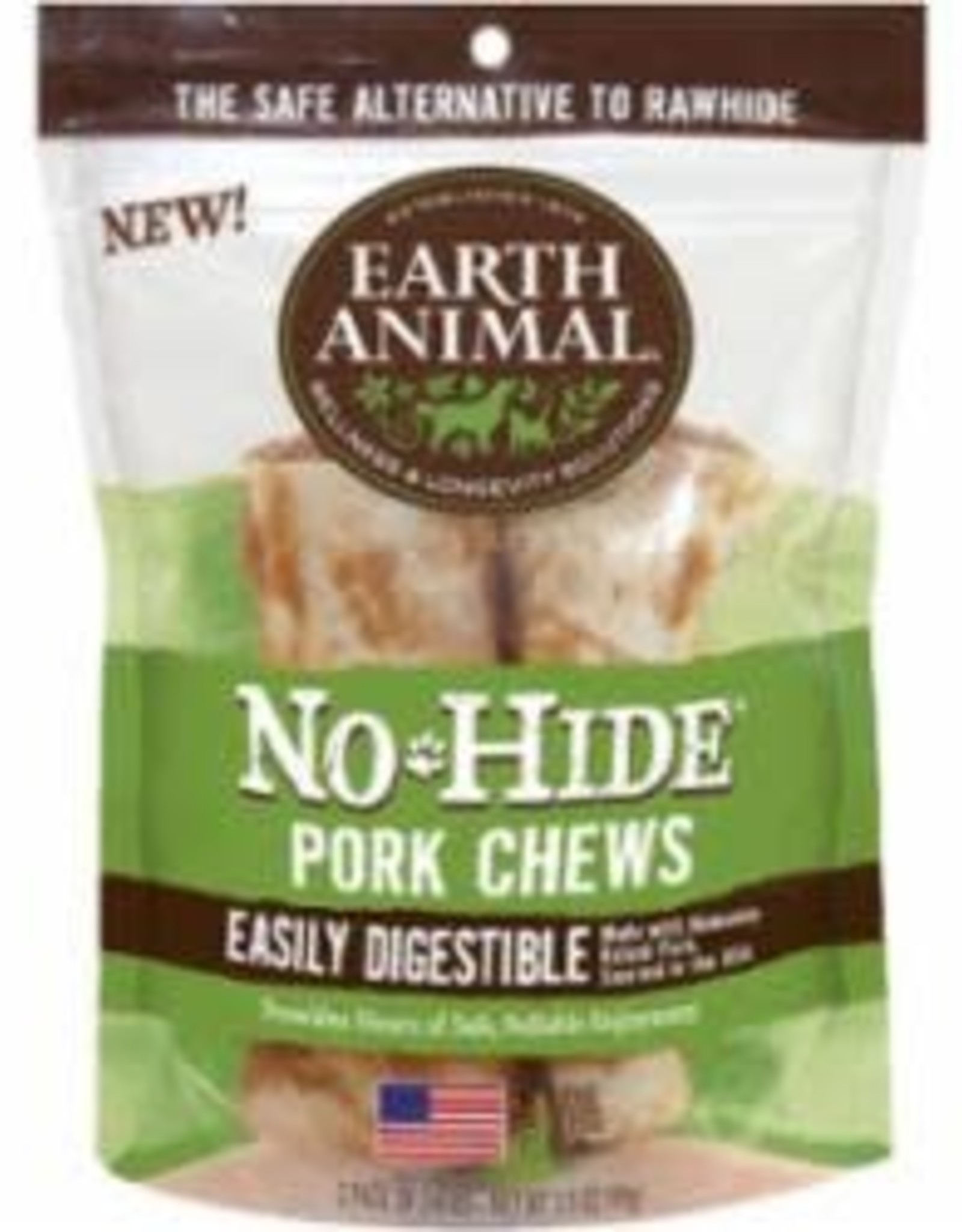 Earth Animal Earth Animal No-Hide Pork Chews Dog treat- 4"/  2 Pack