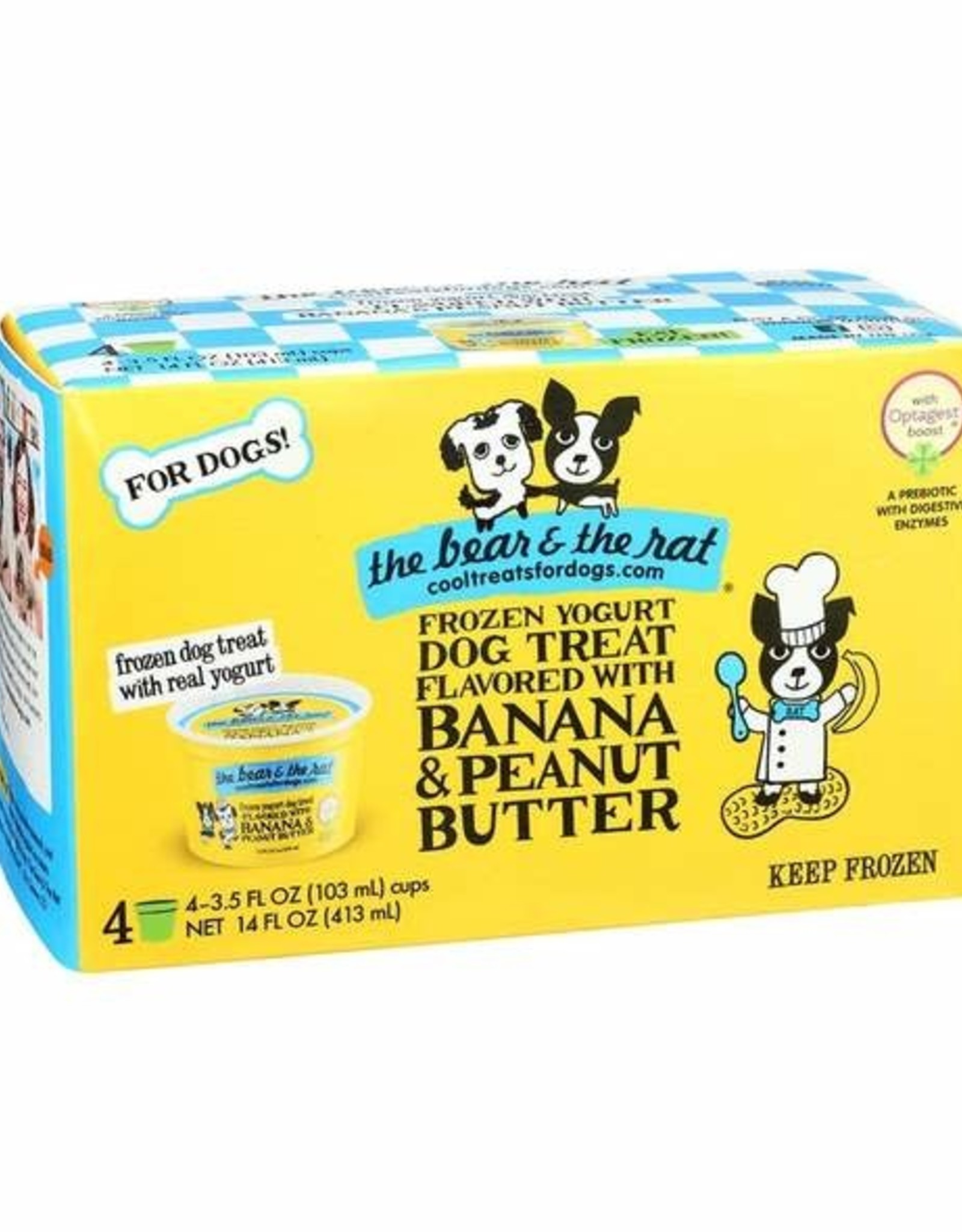 The Bear & The Rat Banana & Peanut Butter Frozen Yogurt Dog Treats 3.5 oz 4 pack