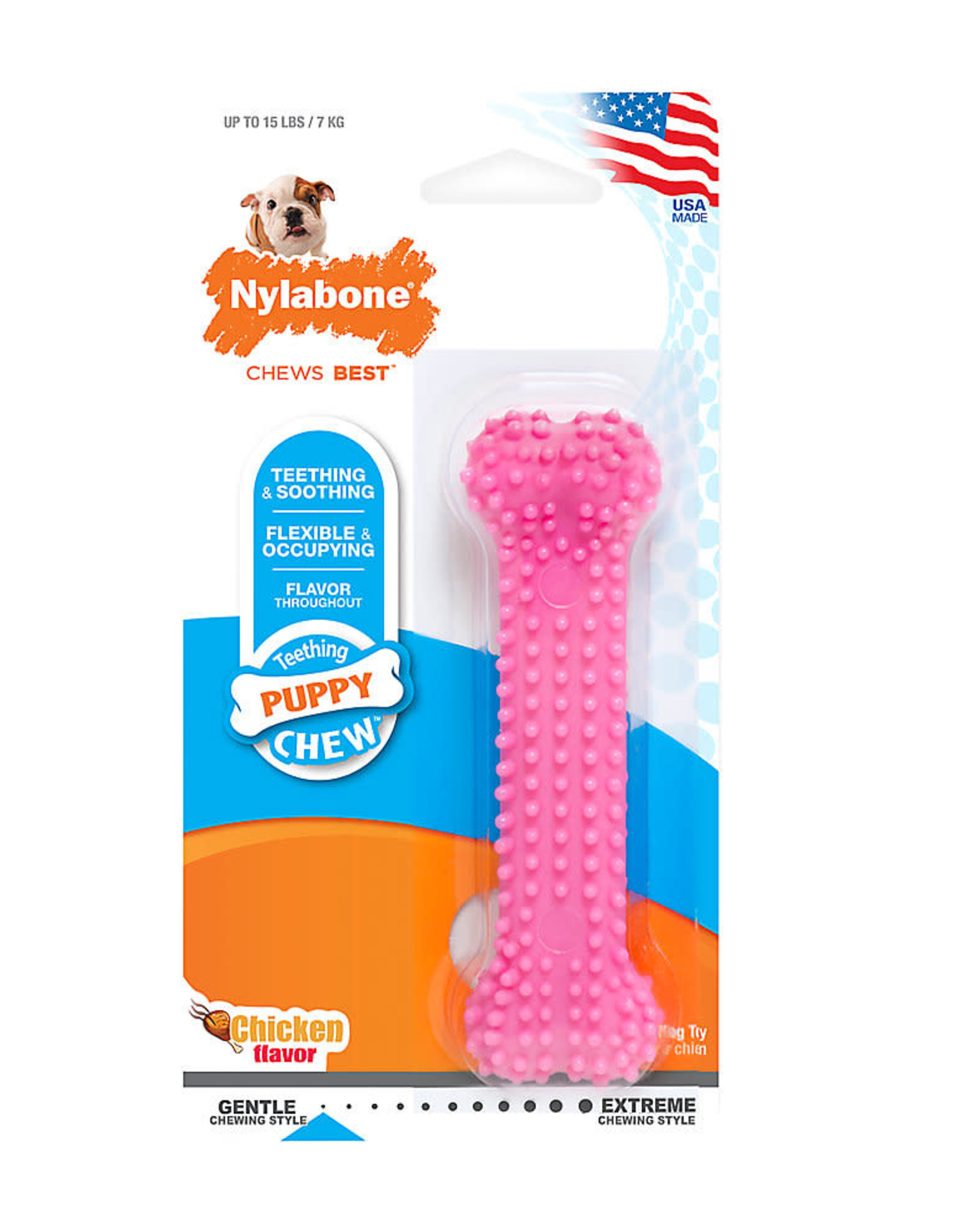 Nylabone Nylabone Puppy Teething & Soothing Flexible Chew Toy Chicken Flavor X-Small/Peti