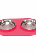 Messy Mutts Messy Mutts Cat Feeder Silicone with SS Bowls Double Diner Medium 1.5 Cup Melon