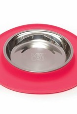 Messy Mutts Messy Cats Silicone Feeder with Stainless Steel Bowl Red