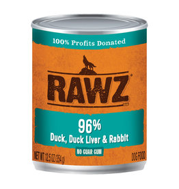 Rawz Rawz Dog Can Grain Free 96% Duck, Duck Liver & Rabbit Pate' 12.5 oz