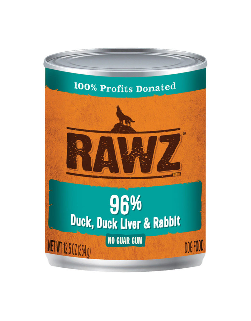 Rawz Rawz Dog Can Grain Free 96% Duck, Duck Liver & Rabbit Pate' 12.5 oz