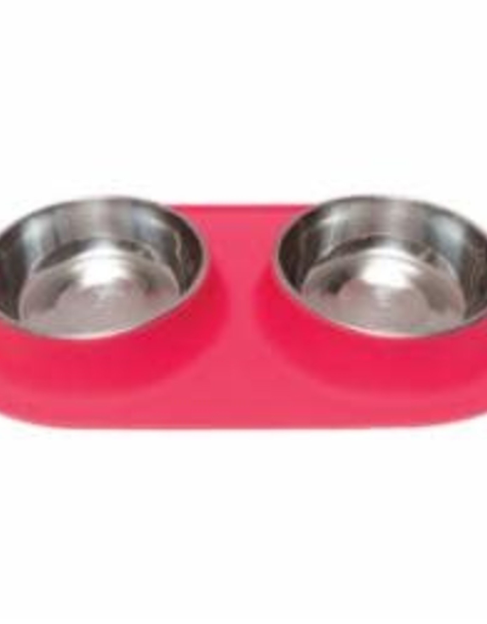 Messy Mutts Messy Mutts Feeder Silicone with SS Bowls Double Diner Medium Melon 1.5 Cup