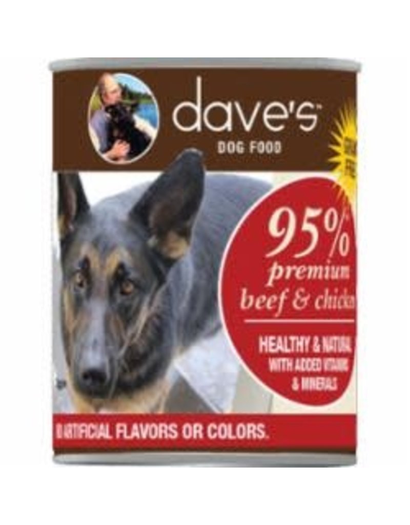 DAVE'S PET FOOD DOG 95% PREMIUM BEEF & CHICKEN 13OZ