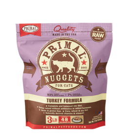 Primal Primal Grain-Free Frozen Raw Turkey Formula Nuggets Cat Food 3LB
