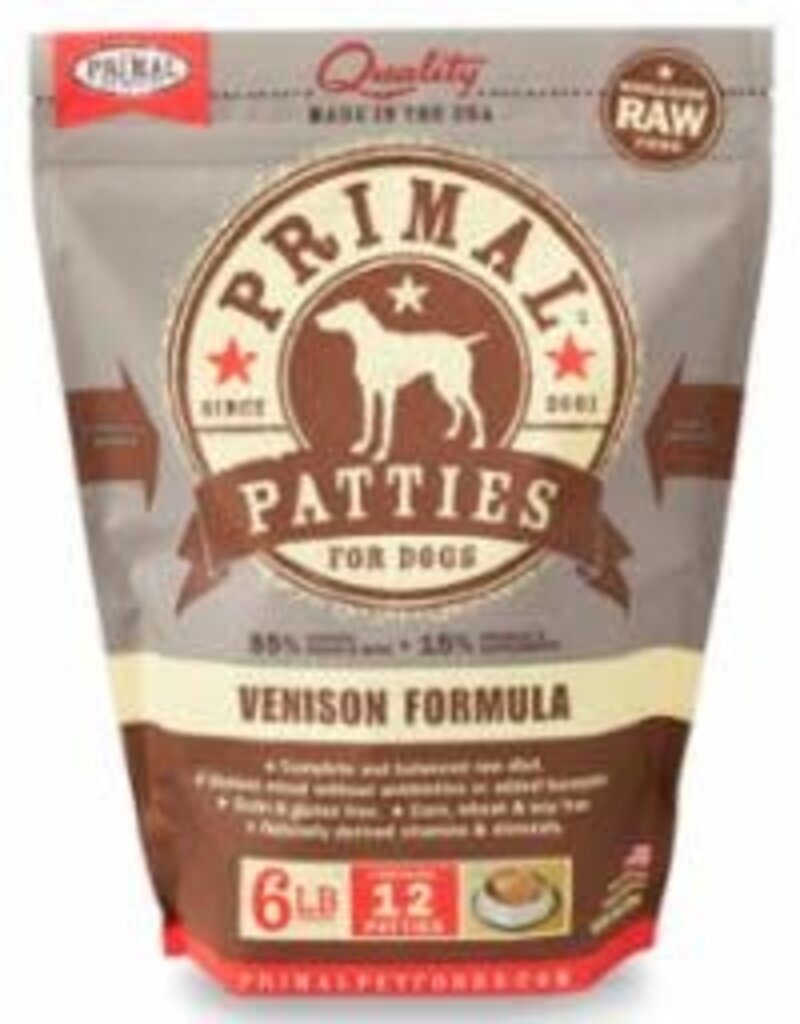 Primal Primal Pet Food Canine Venison Formula 6 Lbs- patties