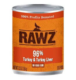 Rawz Rawz Dog Can Grain Free 96% Turkey & Liver Pate 12.5 oz