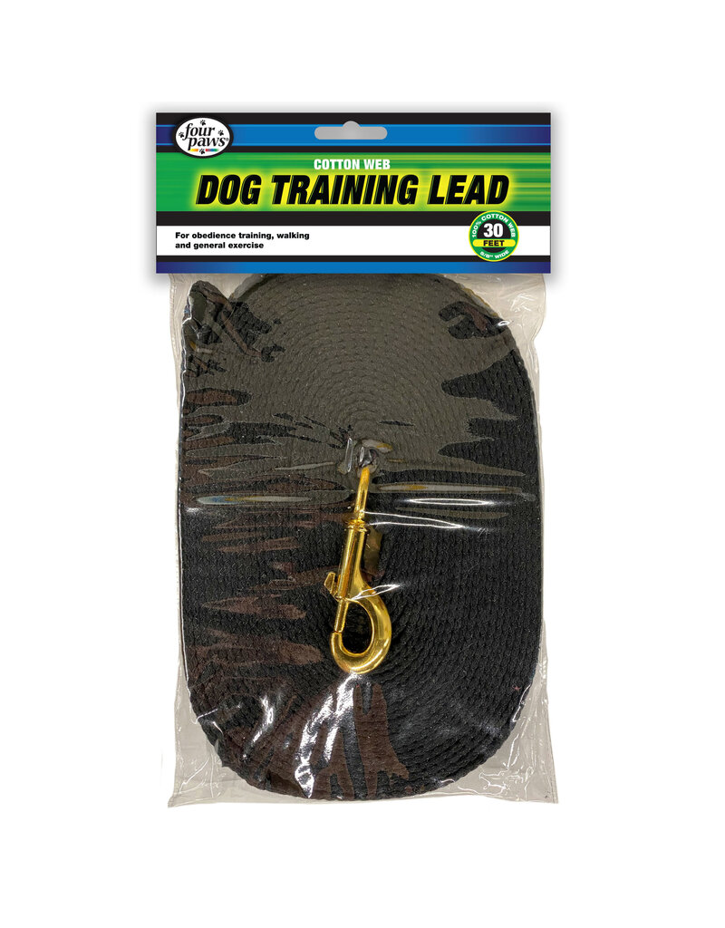Four Paws Four Paws Cotton Web Lead Black - 30 ft