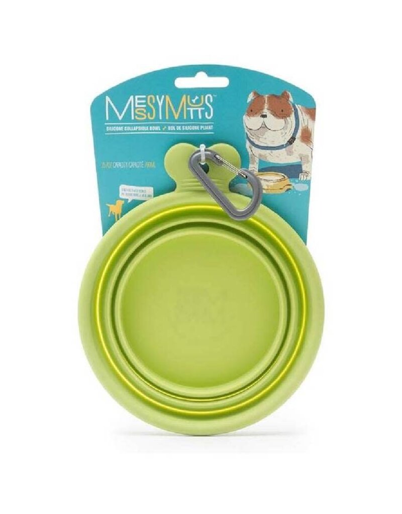 Messy Mutts Messy Mutts Bowl Silicone Collapsible Small Green 1.75 Cup