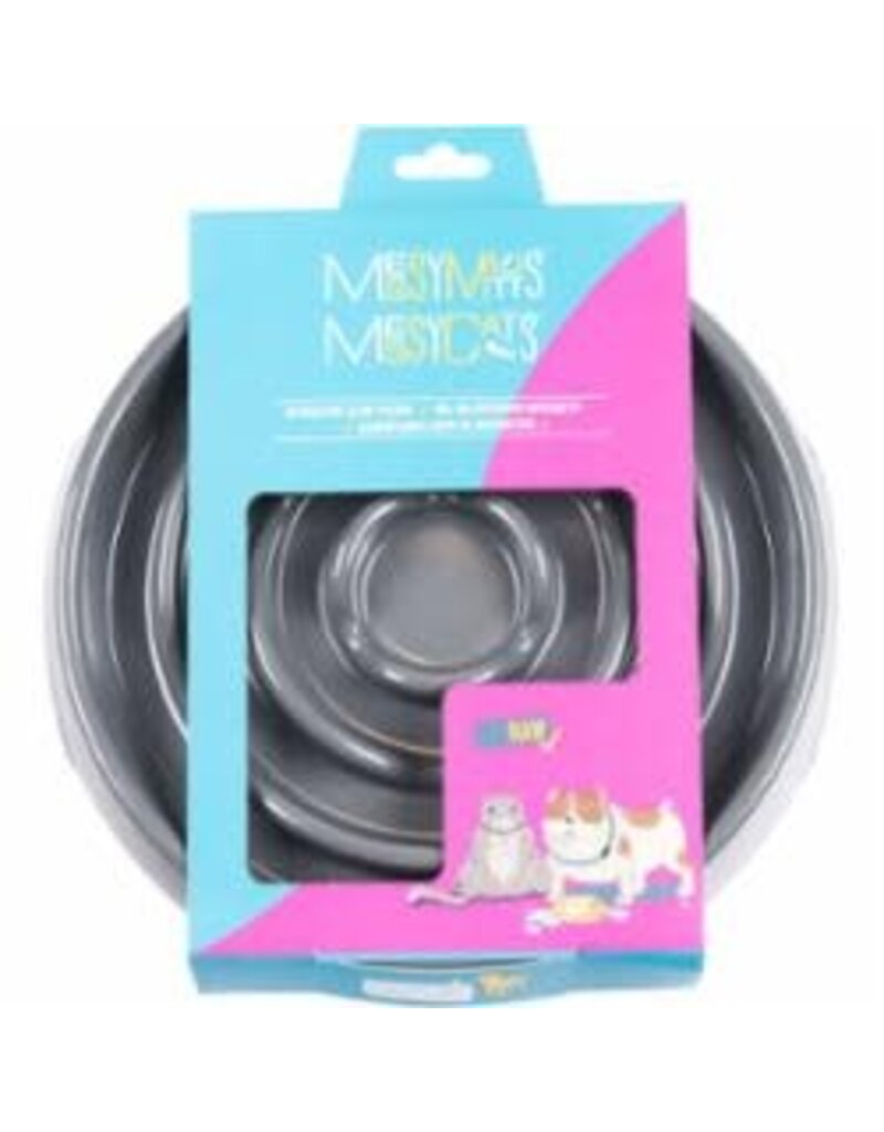 Messy Mutts MESSY MUTTS DOG CAT SLOW FEEDER GRAY 1.75 CUPS