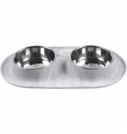 Messy Mutts Messy Mutts Dog Double Feeder Marble 3 Cup