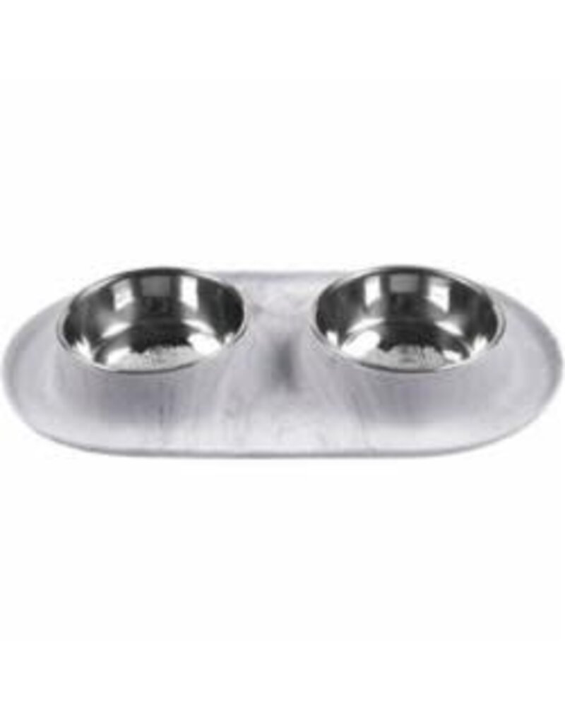 Messy Mutts Messy Mutts Dog Double Feeder Marble 3 Cup