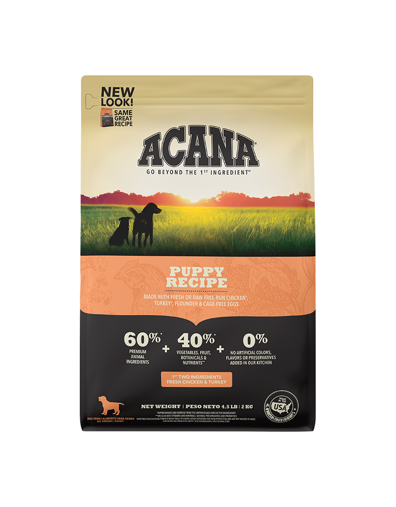 Acana ACANA Heritage Puppy & Junior/ Fresh Free-Run Turkey, Chicken, Wild Cough Fish & Nest-Laid Eggs Formula Grain Free Dry Dog Food