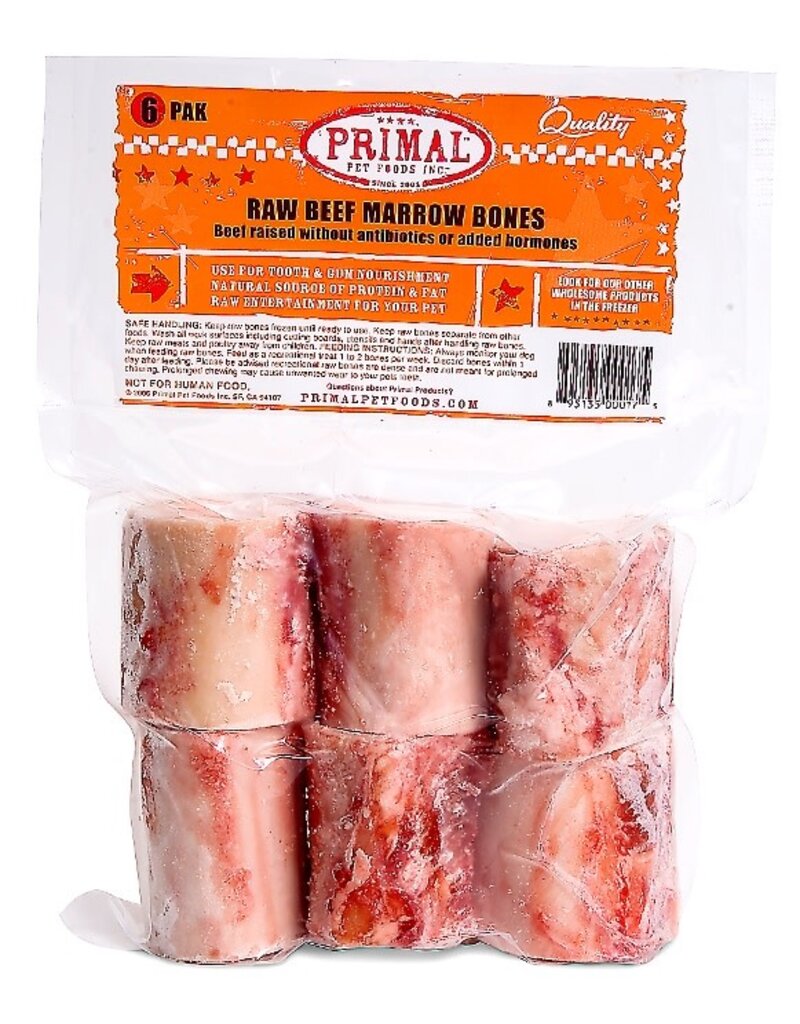 Primal Primal Raw 2" Beef Marrow Bone Raw Frozen Dog Treat 6 Pack