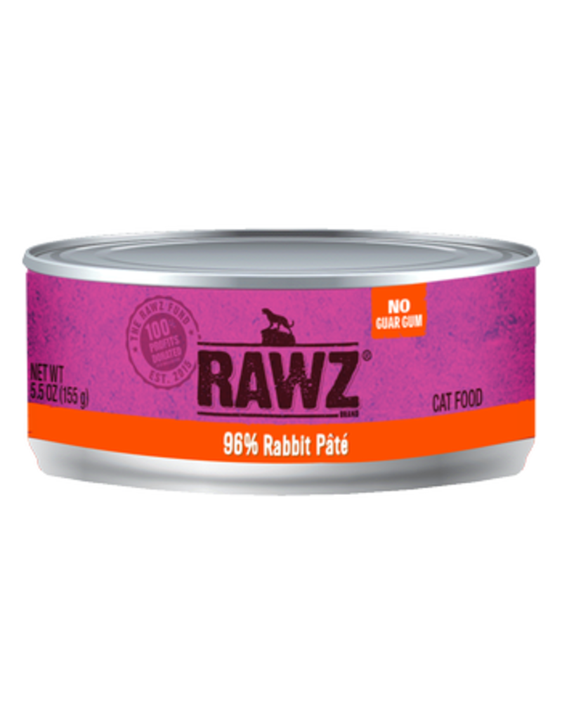 Rawz Rawz Cat Can Grain Free 96% Rabbit Pate' 5.5 oz 24/Case