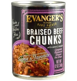 Evanger's Evanger's Hand Picked Grain Free Braised Beef Chunks Canned Dog Food 12 oz