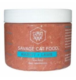 Savage Cat SAVAGE CAT FROZEN RABBIT SMALL 12OZ TUB