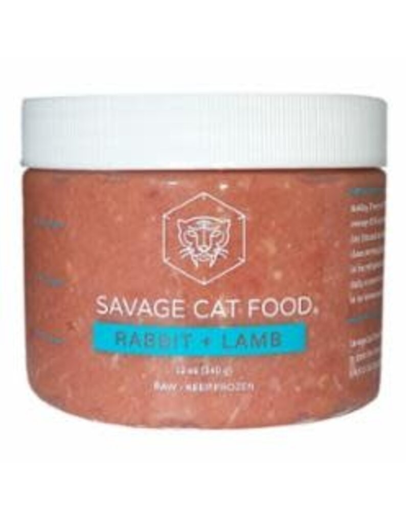 Savage Cat Savage Cat Frozen Raw Rabbit & Lamb Cat Food Tub 12oz